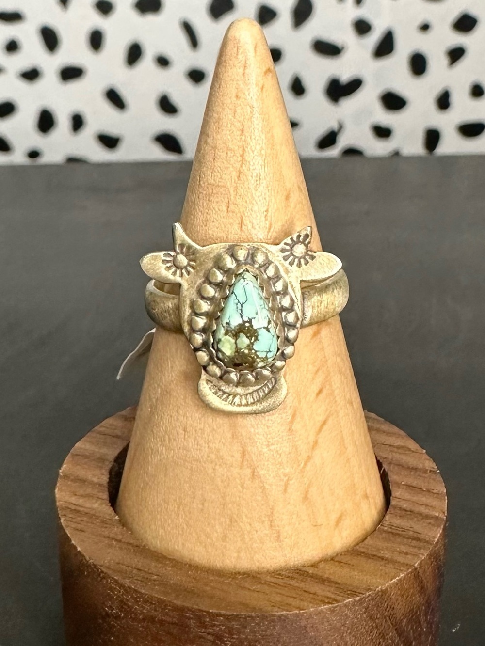 NWT Dry Creek Turquoise Sterling Silver Cow Adjustable Ring Southwestern